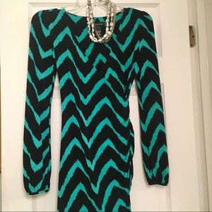 INC Chevron Stripe Faux Wrap Dress Sz XS NWOT